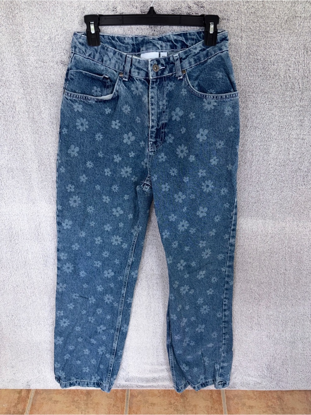 Ragged size 28 Women’s Floral Pattern Blue Denim Jeans made in turkey